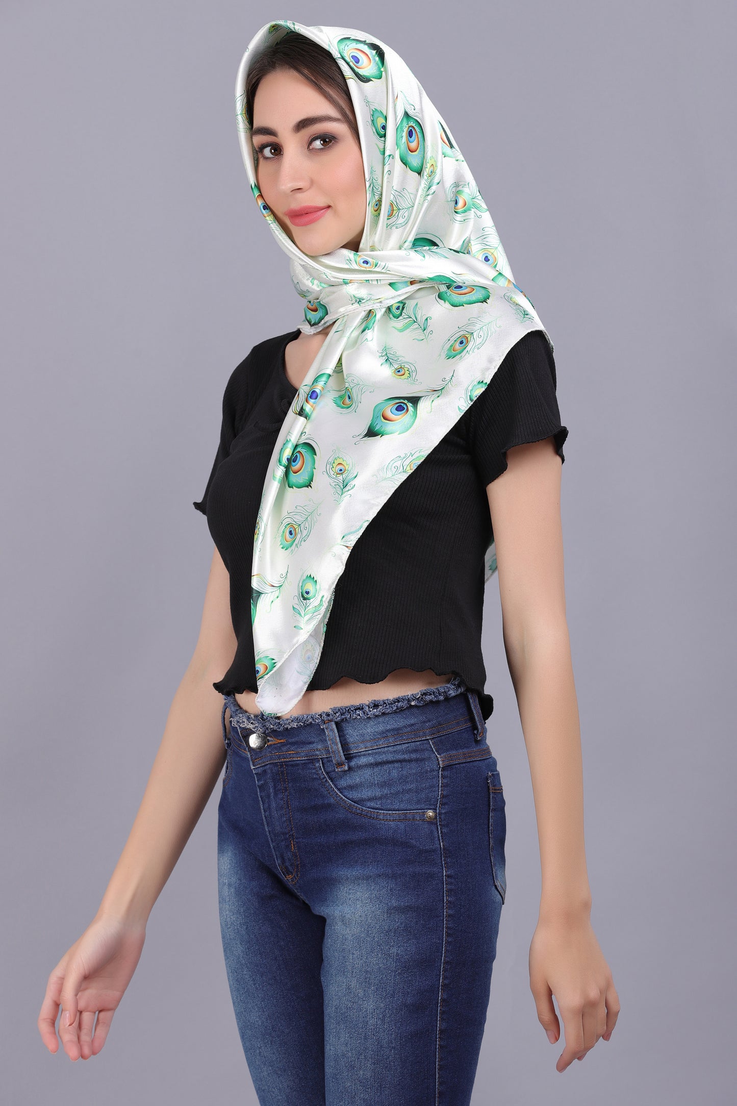 AXOLOTL Satin Silky Elegant Women Digital Print Scarf